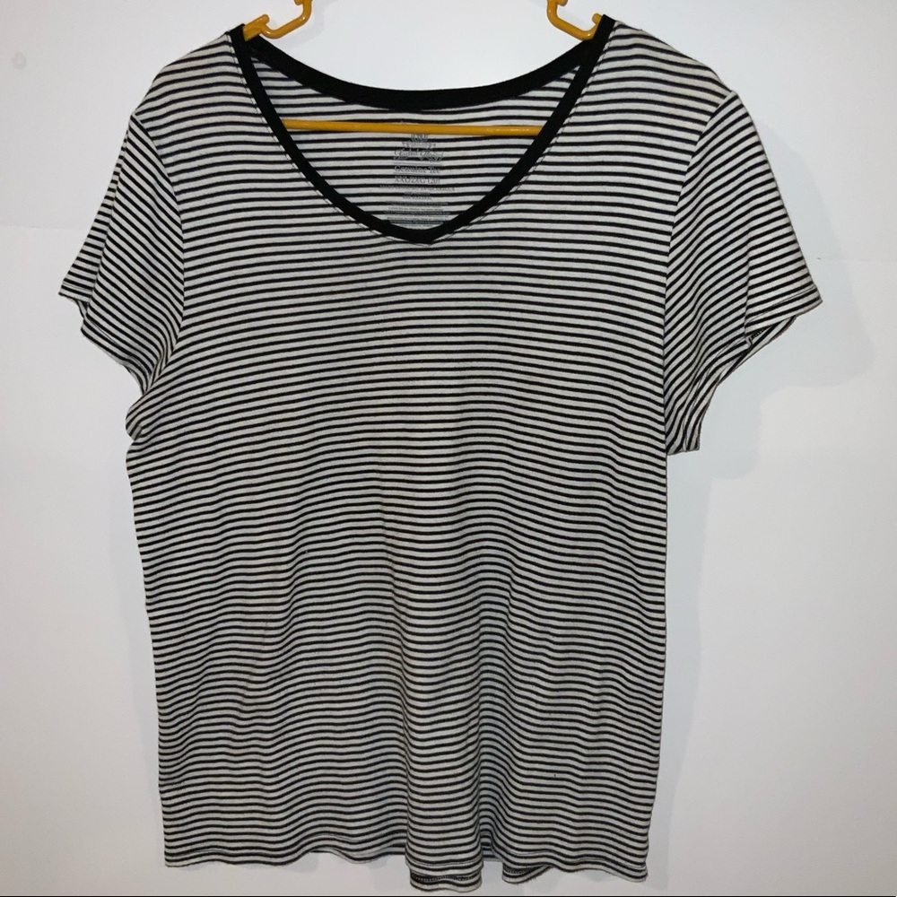 Woman’s Faded Glory/ black&white striped T-shirt